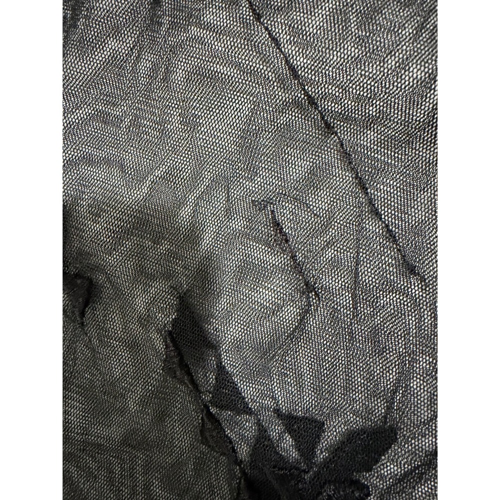 Sheer Black Embroidered Mesh Longline Duster Shirt Cover Up - Picture 4 of 5
